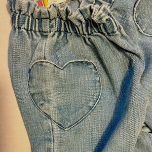 Mini Boden Denim Jeans Pants with Heart Pockets and Elastic Waistband